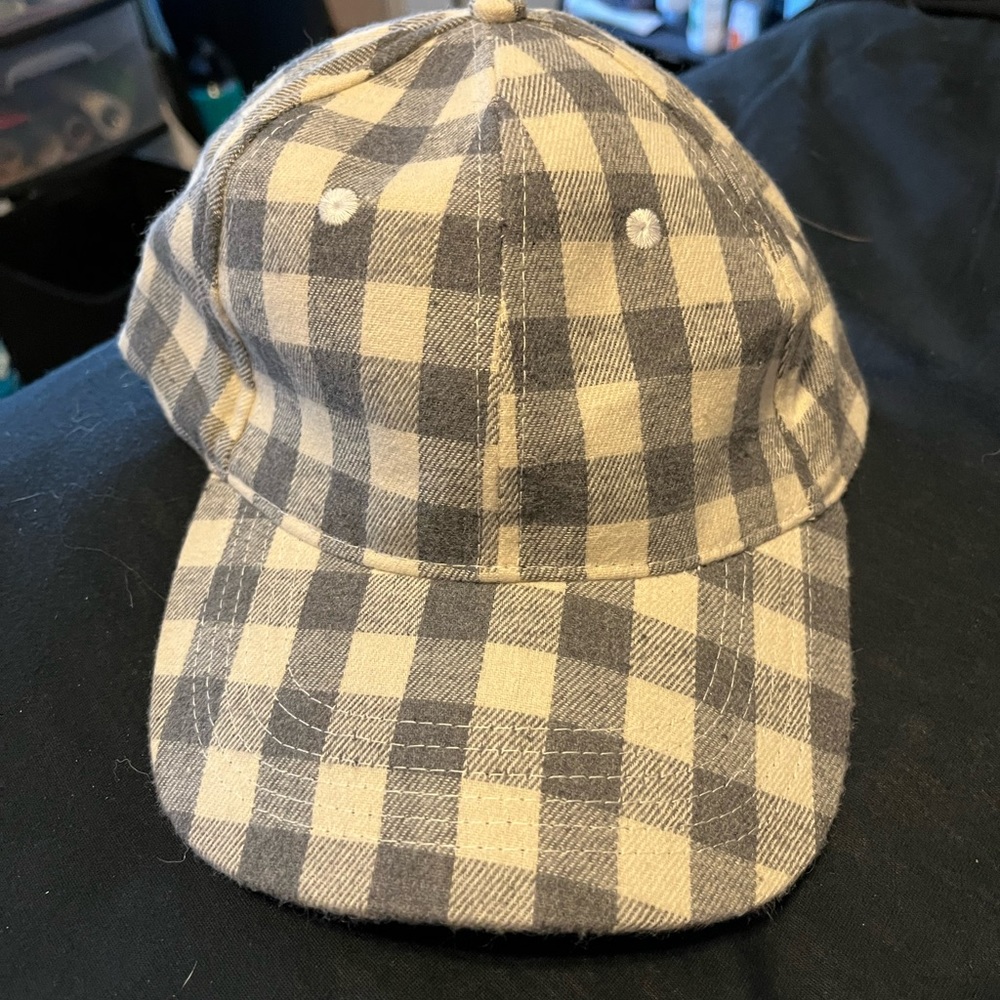Cream and gray plaid baseball hat!